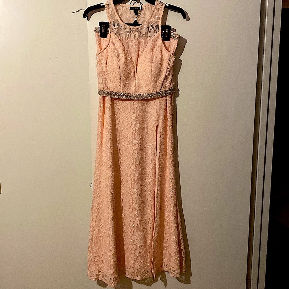 Peach 2 piece prom dress